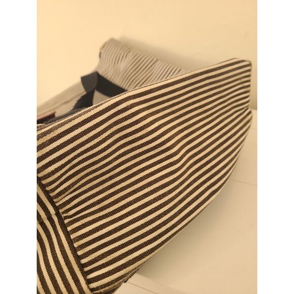 Henri Bendel New York Canvas Magazine Tote Bag Striped Brown White - Picture 7 of 9